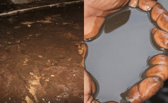 Thau bể nước chung cư Hà Nội, nước đặc sệt, mùi bốc nồng nặc